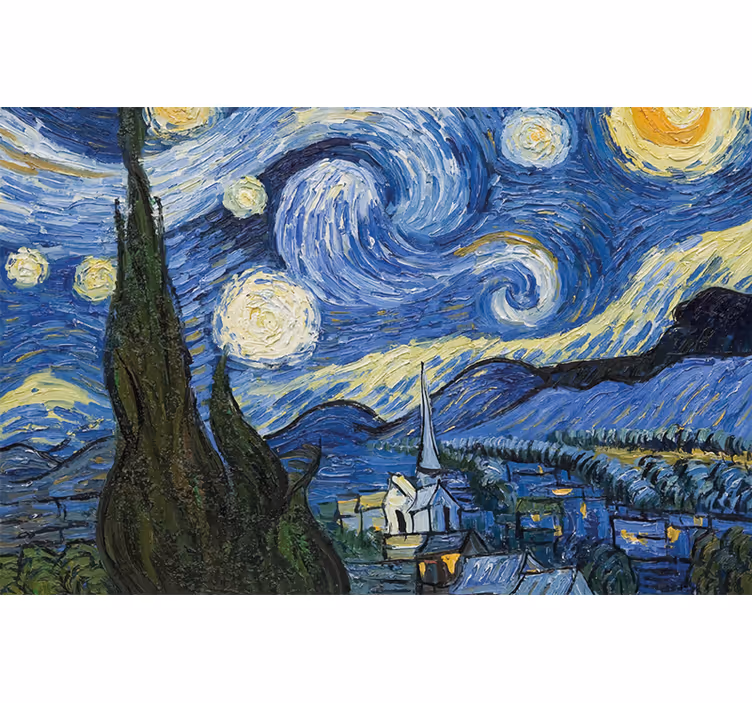 Bedroom roller blind van gogh starry night - TenStickers