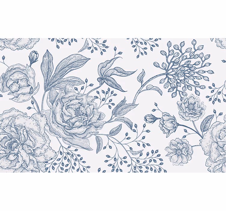 White roller blind with vintage floral pattern - TenStickers