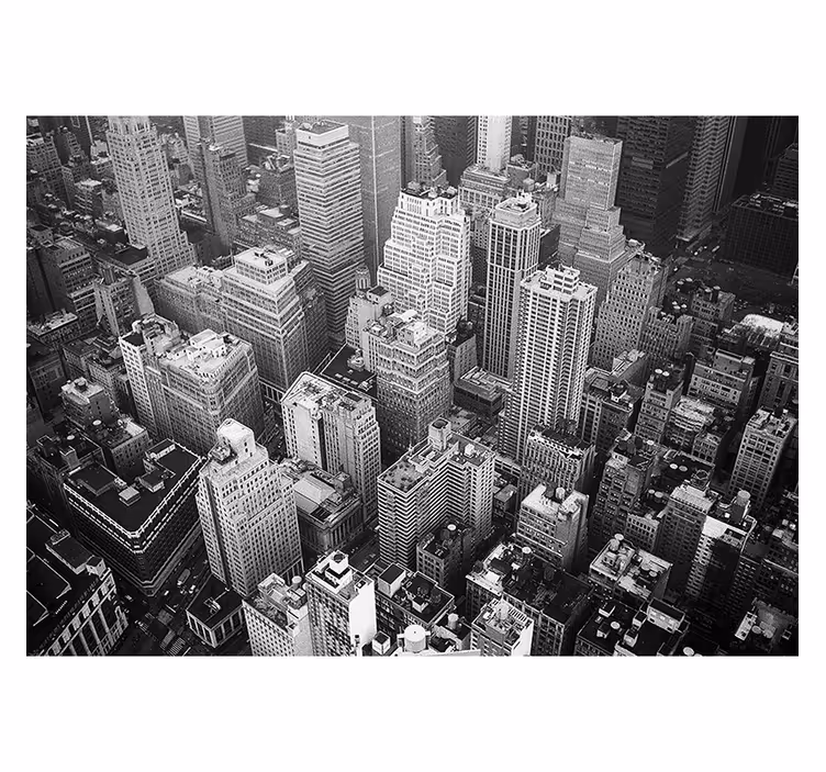 Grey roller blind new york aerial in black and white - TenStickers
