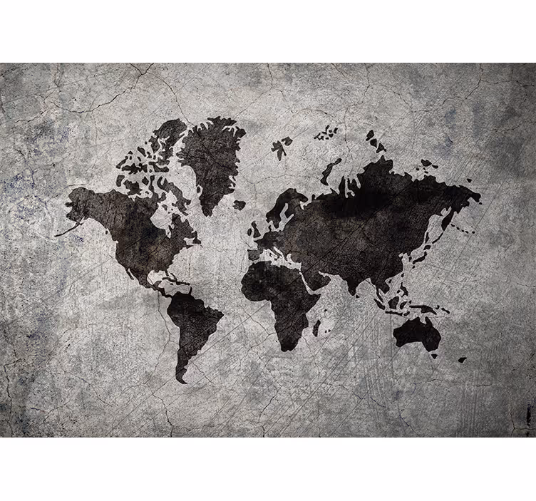 Grey roller blind industrial style world map - TenStickers