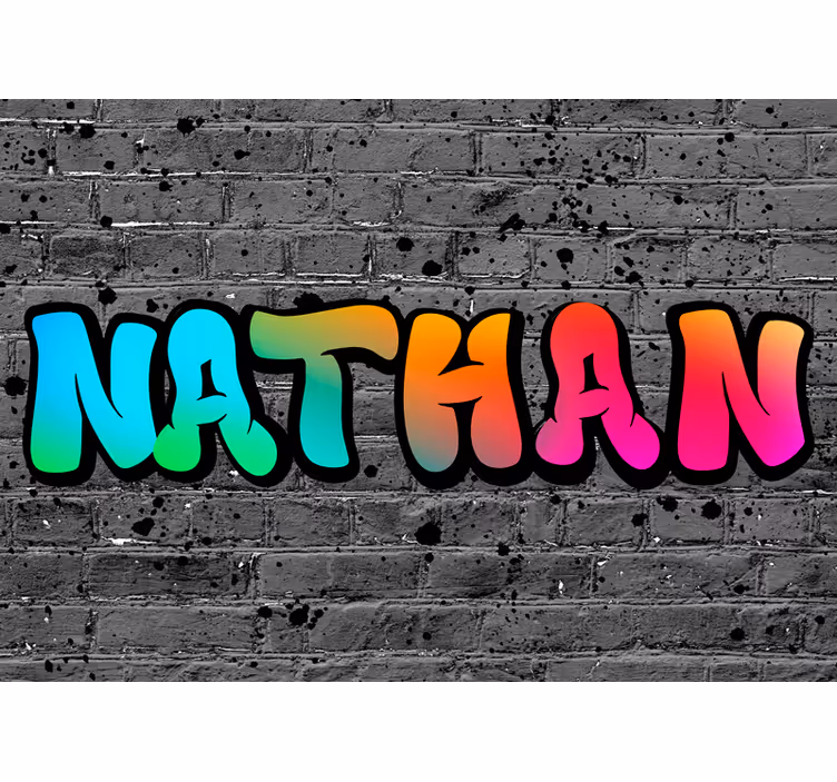 Grey roller blind rainbow name in brick - TenStickers