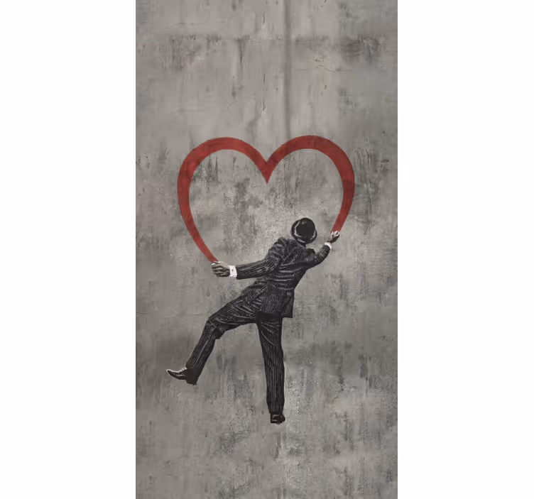 Grey roller blind banksy heart graffiti design - TenStickers