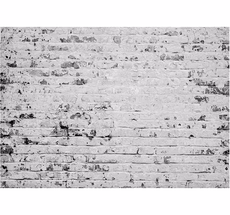 Grey roller blind worn white brick texture mural - TenStickers