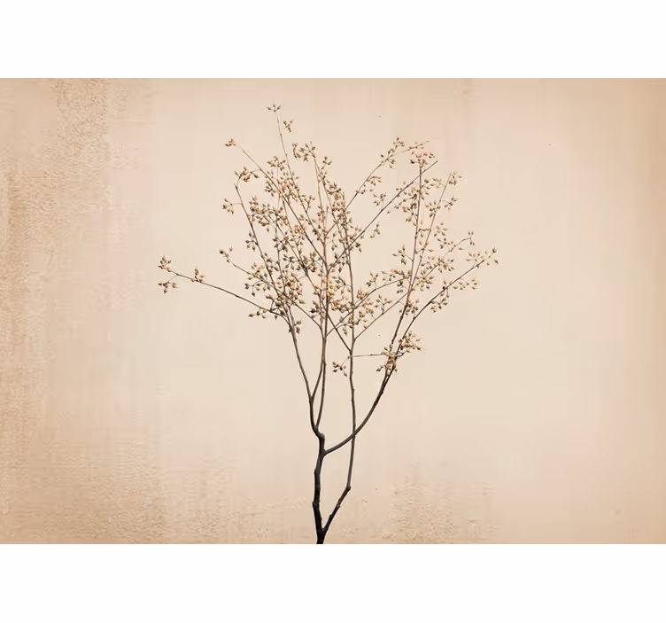 Beige roller blind japandi style floral design - TenStickers