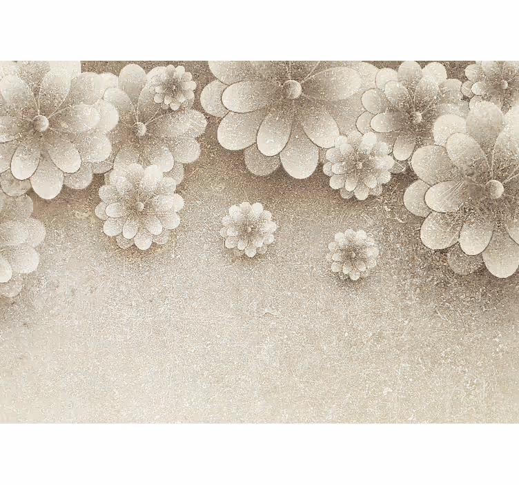 Beige roller blind with grey 3d flower design - TenStickers