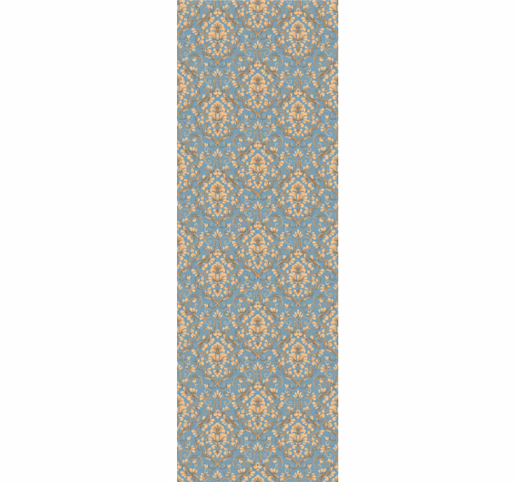 Vintage roller blind in turquoise and gold leaves - TenStickers