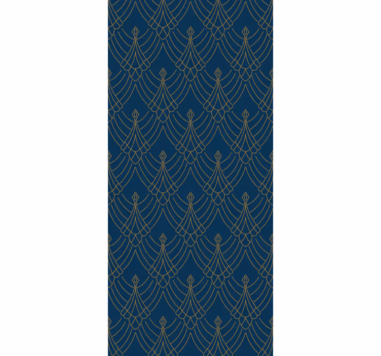 Vintage roller blind in blue and gold art decor style - TenStickers