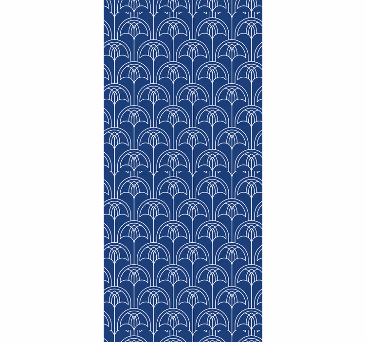 Vintage roller blind in white arc on blue decor - TenStickers