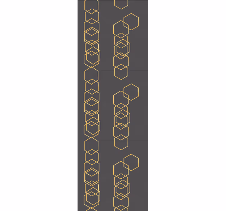 Vintage roller blind in gray with golden hexagons - TenStickers
