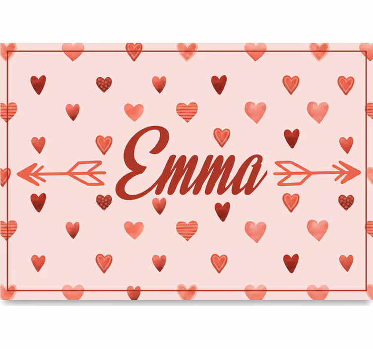 Pink roller blind personalized with hearts and name - TenStickers