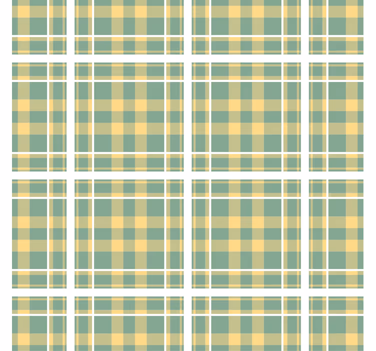 Living room roller blind in yellow green and white gingham - TenStickers