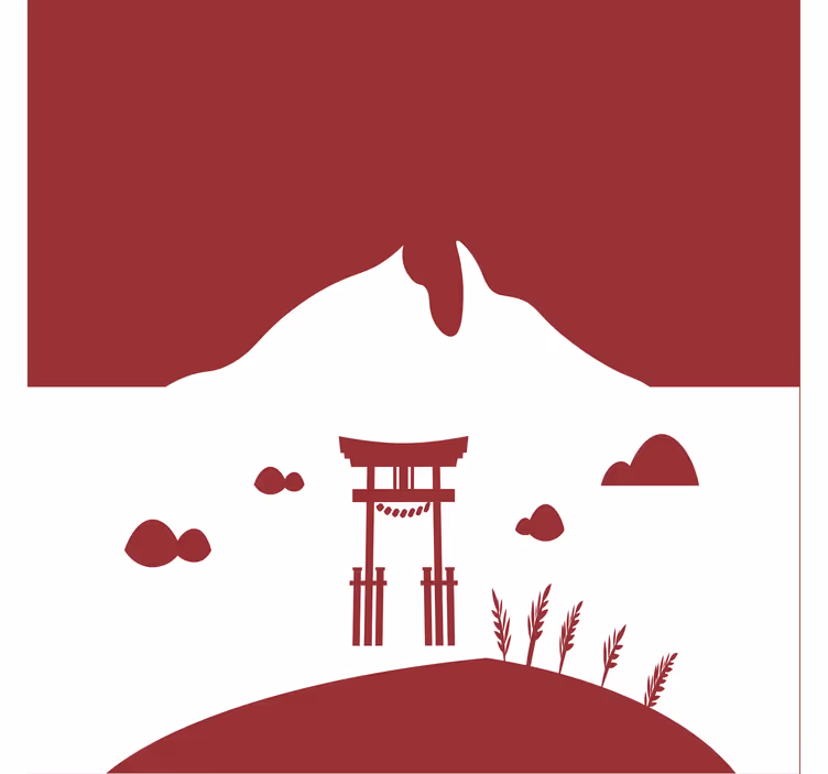 Living room roller blind japanese landscape design - TenStickers