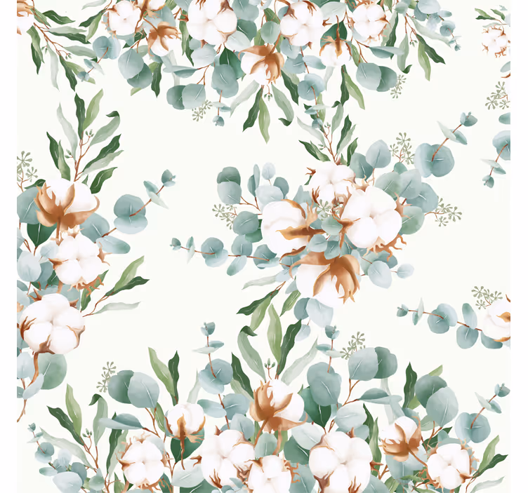 Living room roller blind shabby chic cotton plants - TenStickers