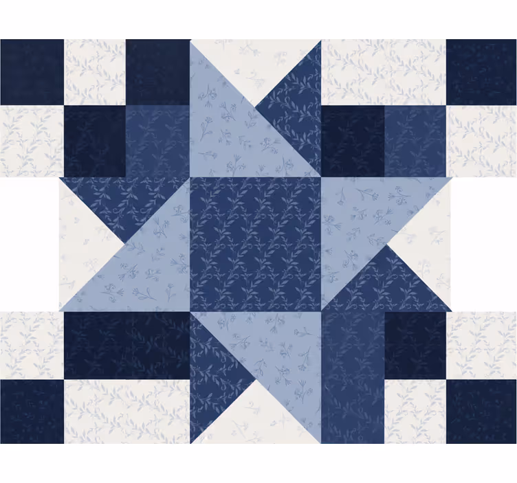 Living room roller blind patchwork blue star triangles - TenStickers