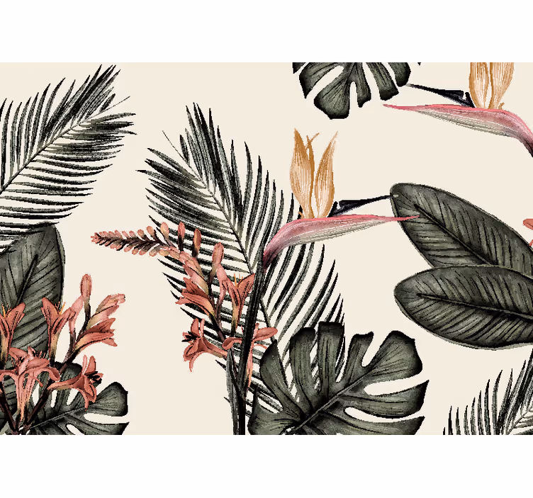 Living room roller blind tropical charcoal - TenStickers