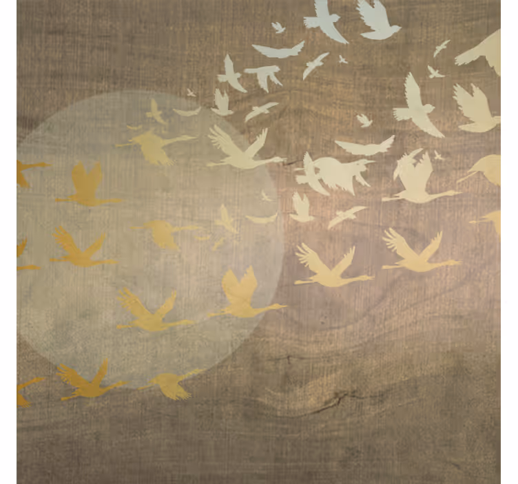 Living room roller blind golden oriental sunbirds - TenStickers