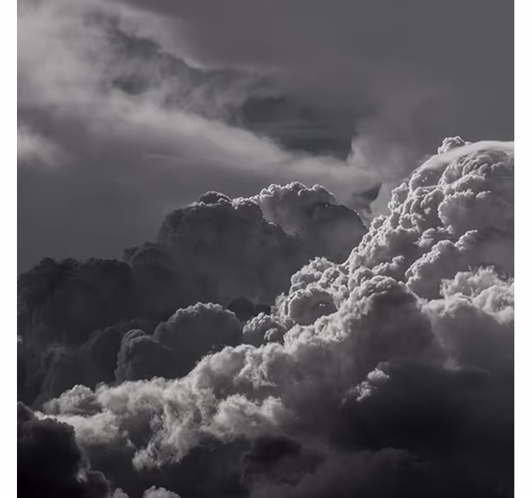Living room roller blind in black and white clouds - TenStickers