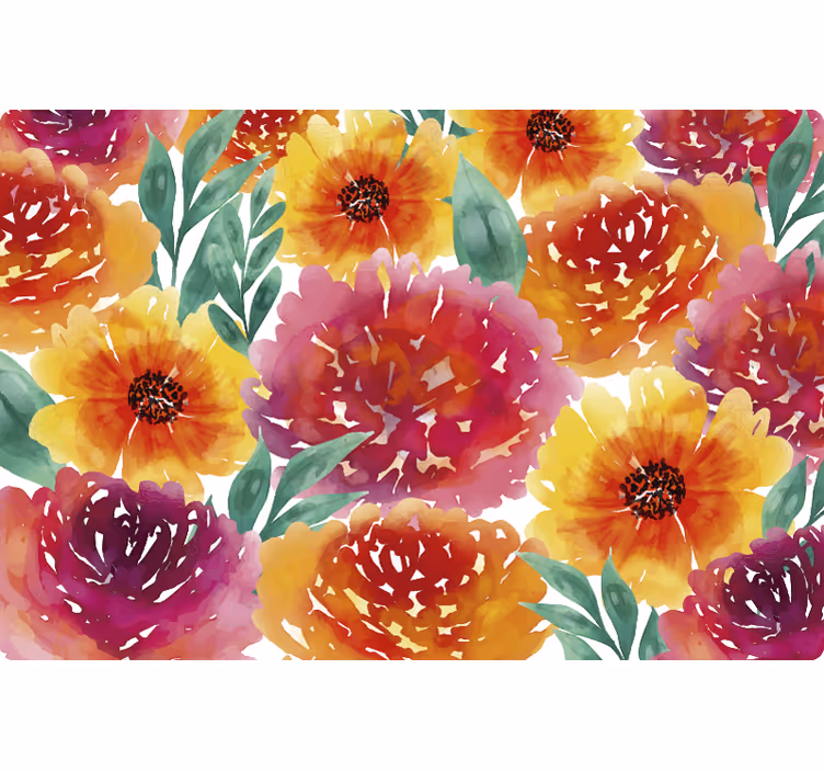 Colorful floral tile bedroom roller blind - TenStickers