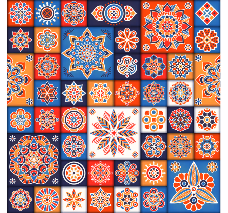 Colorful mosaic tiles bedroom roller blind - TenStickers