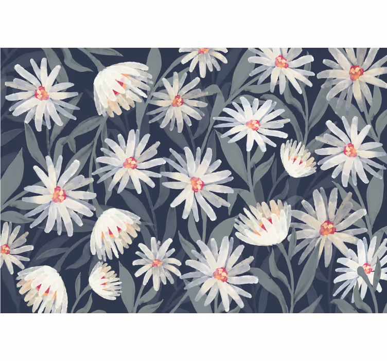 Bedroom roller blind with blue daisy flowers - TenStickers