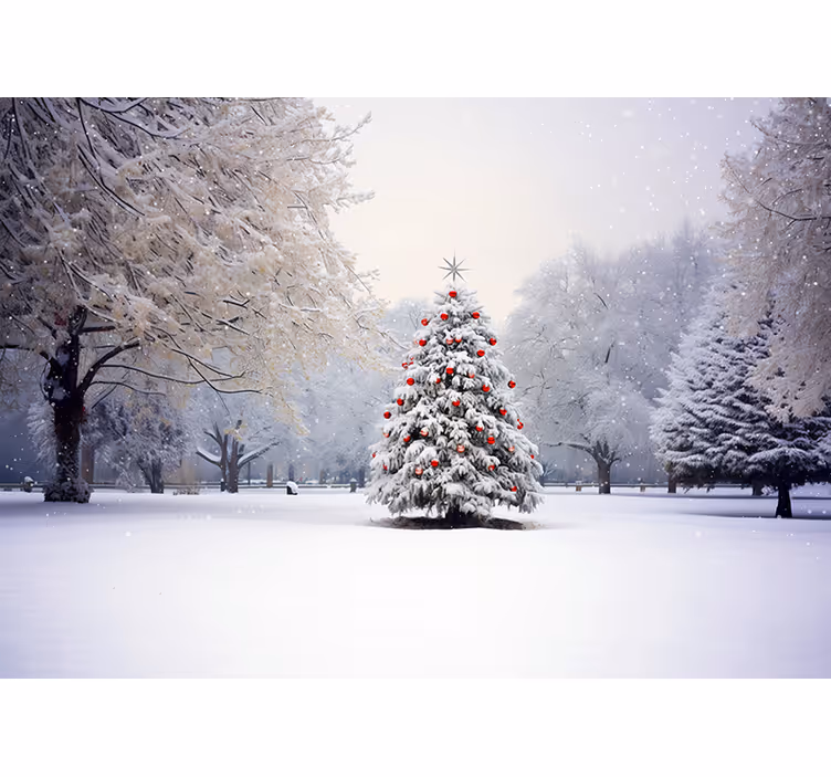 White roller blind christmas fir in the snow - TenStickers