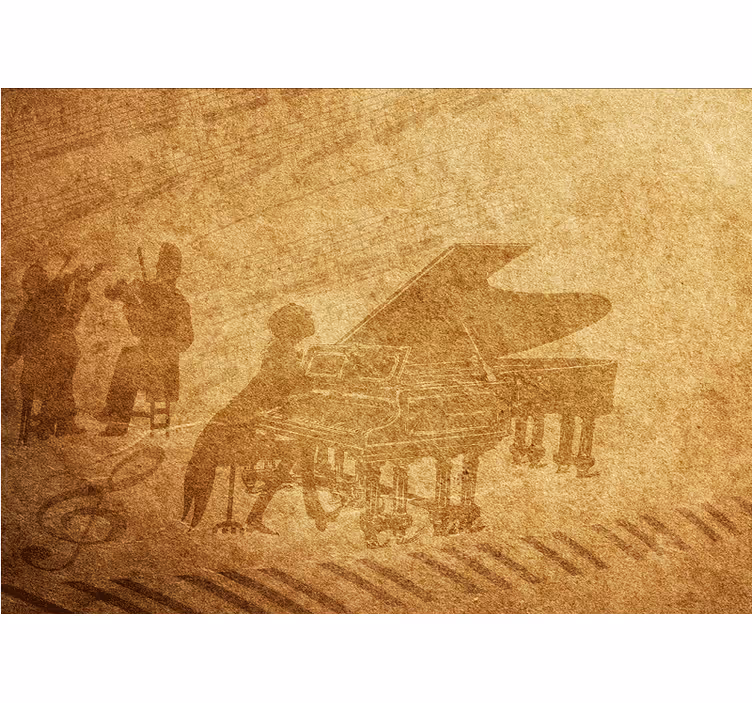 Beige roller blind with vintage piano design - TenStickers