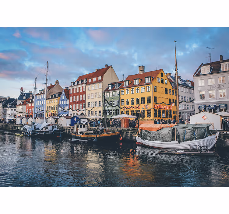 Copenhagen houses with ships bedroom roller blind - TenStickers