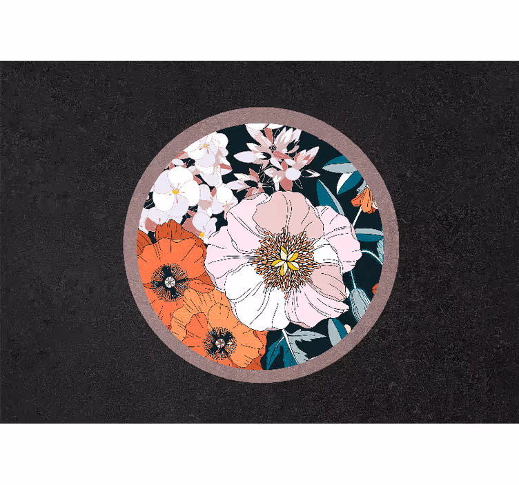 Bedroom roller blind with puppy flowers in circle - TenStickers