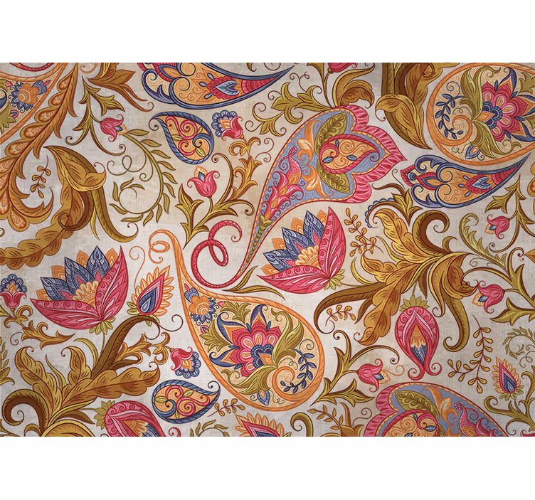 Bedroom roller blind with ethnic flowers on beige - TenStickers
