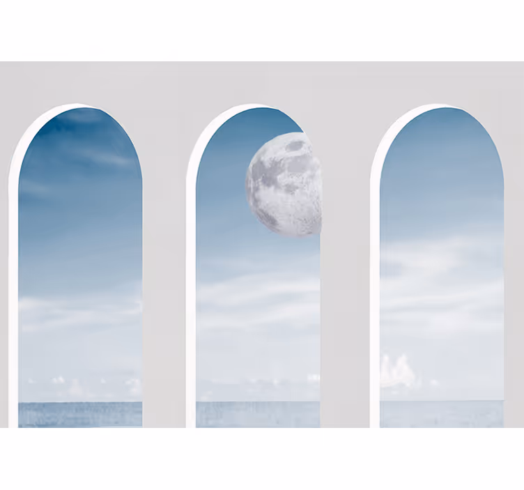 Idyllic moonlight night in greece bedroom roller blind - TenStickers