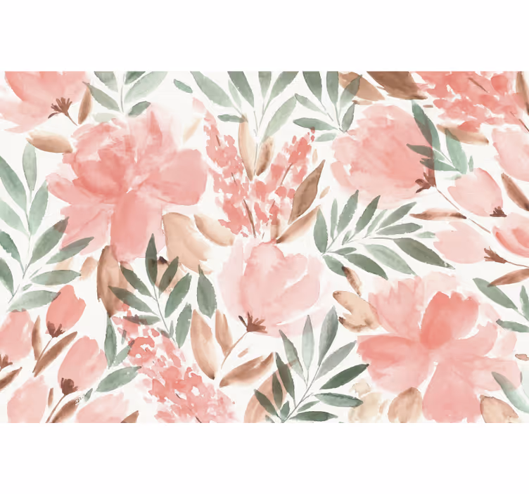 Bedroom roller blind floral panoramic wallpaper - TenStickers