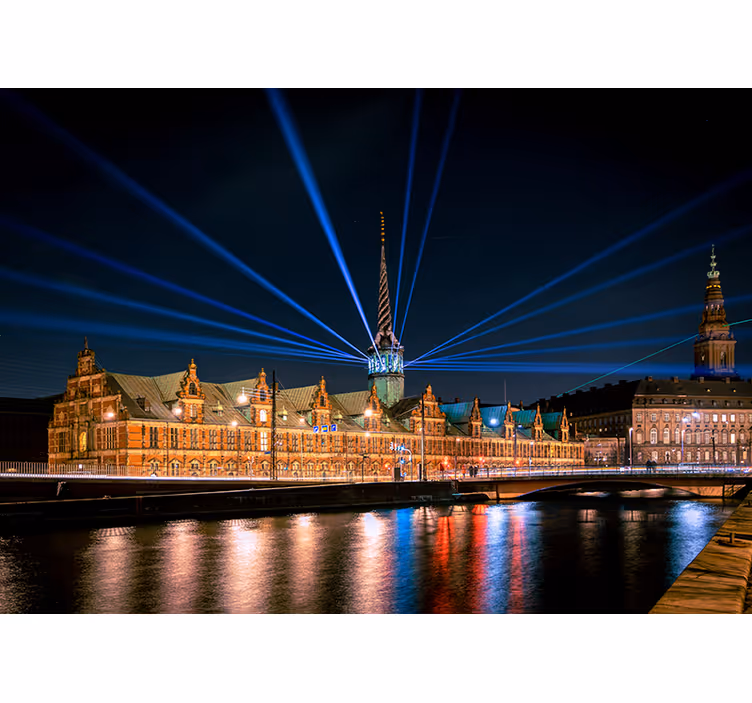 Bedroom roller blind copenhagen tivoli at night - TenStickers