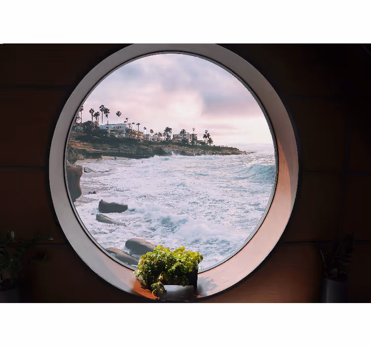 Bedroom roller blind 3d seascape with rocks - TenStickers