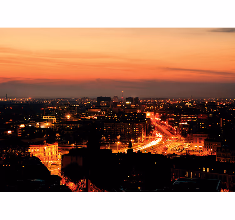 Bedroom roller blind wrocław night view - TenStickers