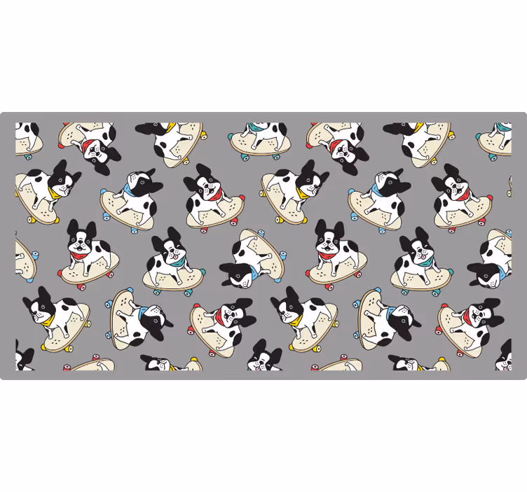 Grey roller blind skateboarding bulldog - TenStickers