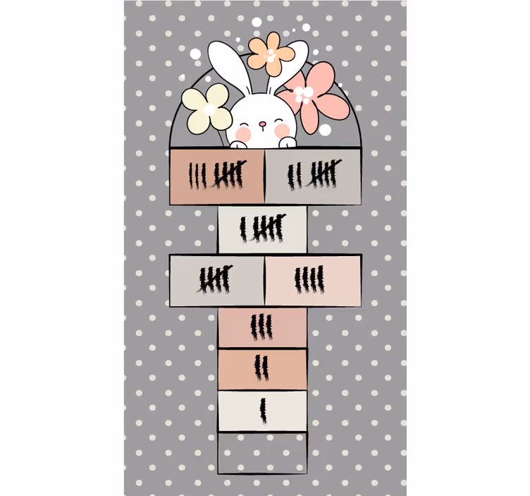 Grey roller blind nordic rabbit hopscotch design - TenStickers