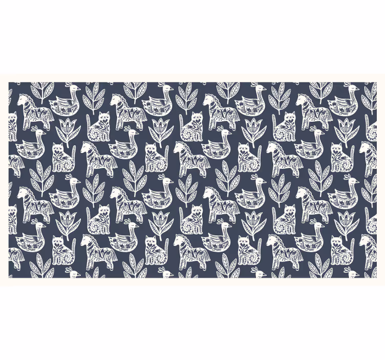 Grey roller blind with folk horse pattern - TenStickers