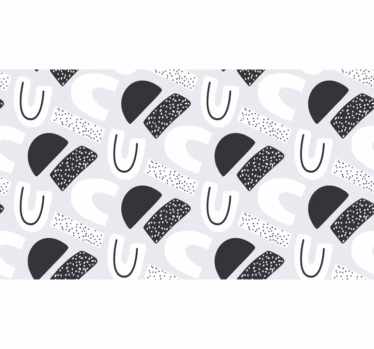 Grey roller blind with 80's black and white figures pattern - TenStickers