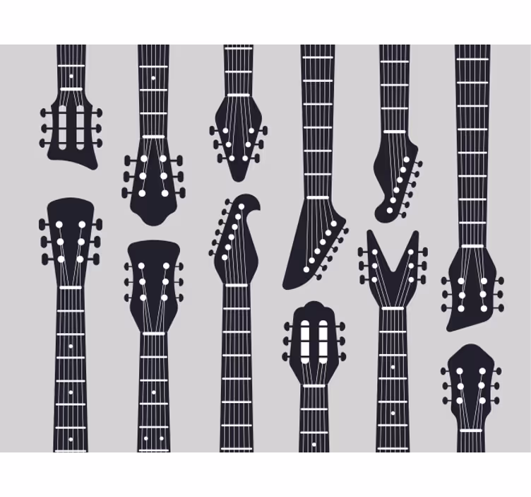 Grey roller blind with guitar neck silhouette - TenStickers