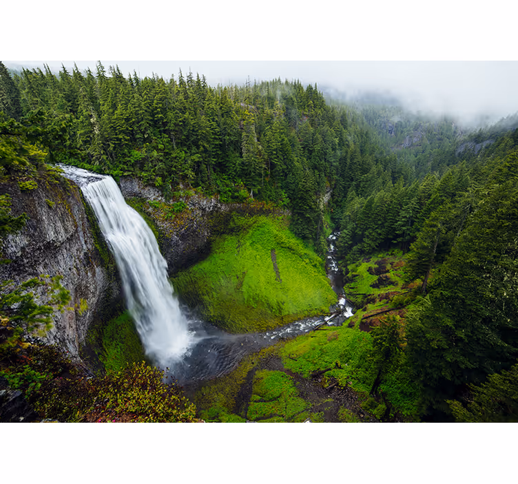 Bedroom roller blind peaceful waterfall in green forest - TenStickers