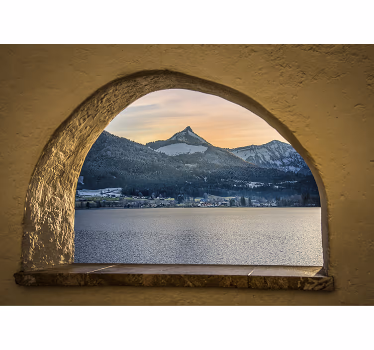 Bedroom roller blind lakeside view - TenStickers