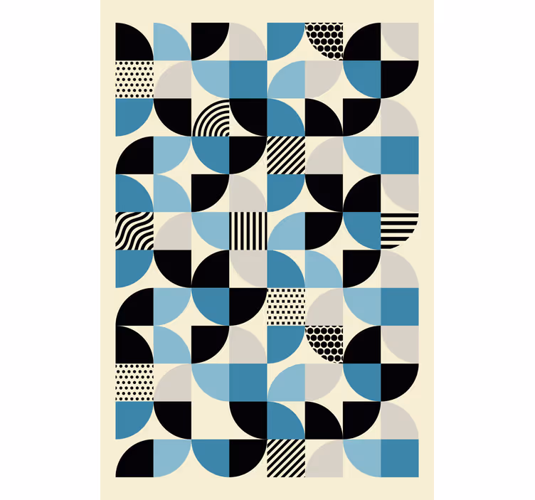 Living room roller blind in retro blue bauhaus pattern - TenStickers