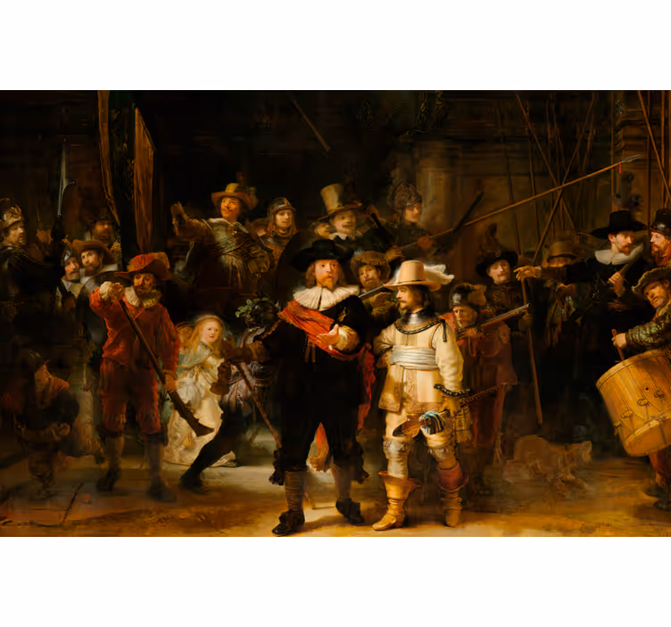 Living room roller blind rembrandt's night watch - TenStickers