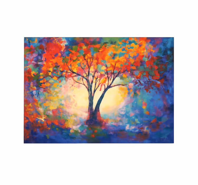 Living room roller blind multicolored tree of life - TenStickers