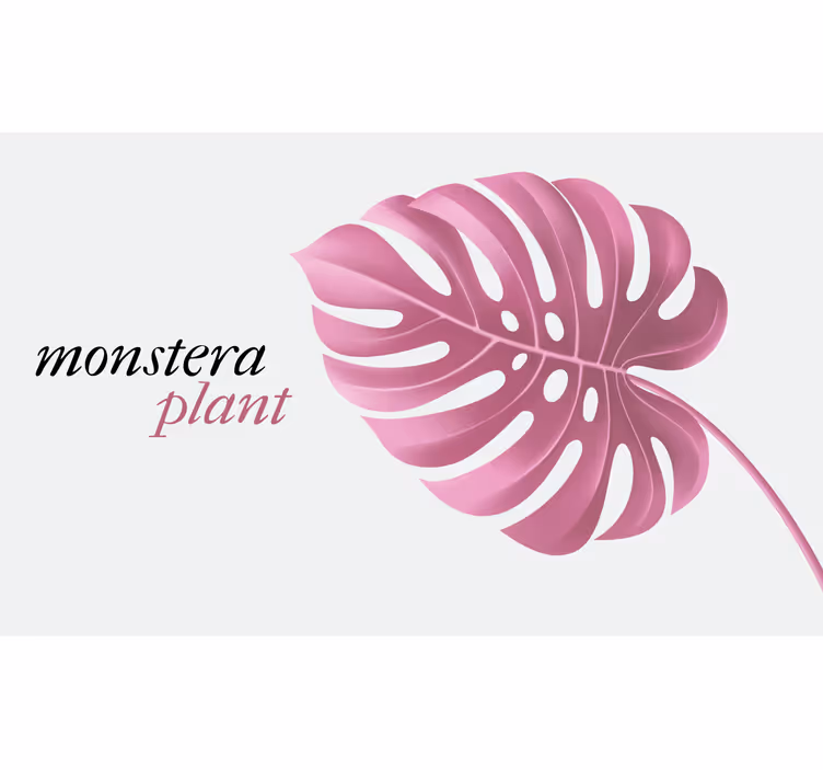 Bedroom roller blind pink minimalist monstera rug - TenStickers