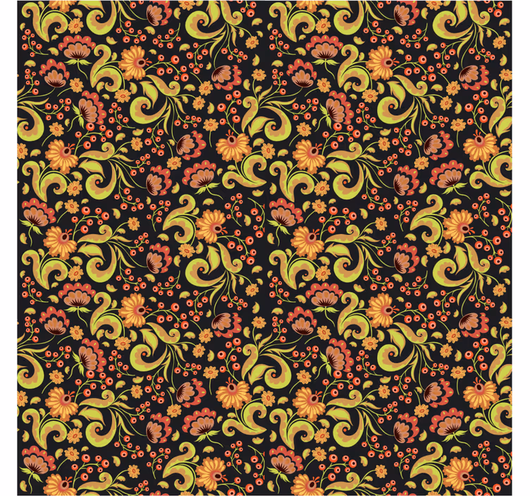 Bedroom roller blind in floral yellow and red design - TenStickers