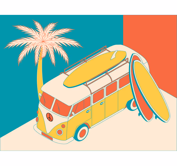 Bedroom roller blind hippy camper van - TenStickers
