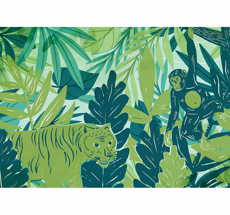 Bedroom roller blind maximalist bohemian jungle - TenStickers