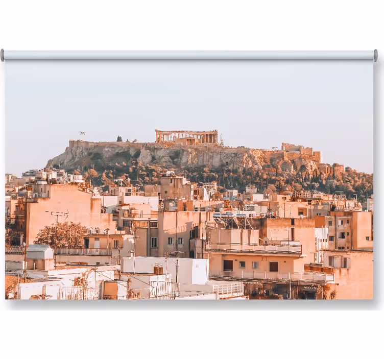 Bedroom roller blind with stunning view of athens acropolis - TenStickers