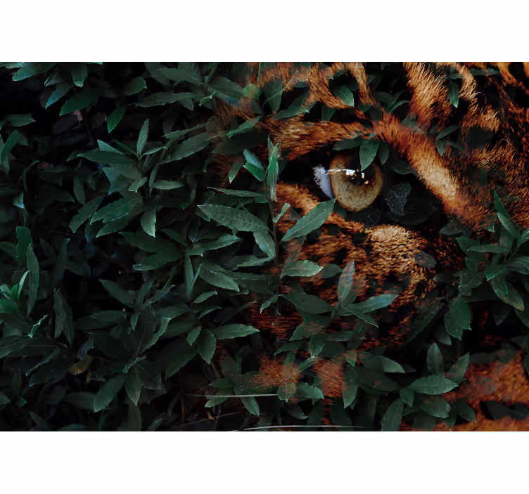 Bedroom roller blind green leaves tiger - TenStickers
